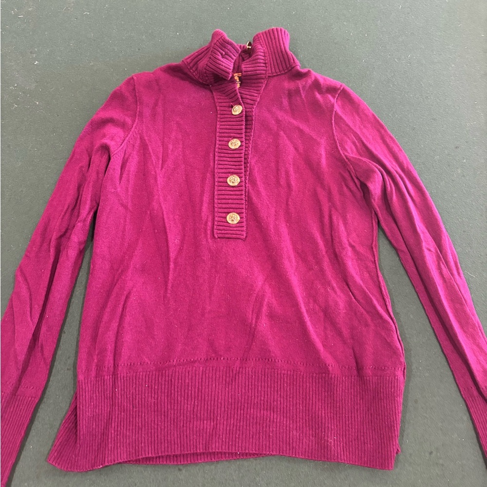 Magenta Pink Purple Tory Burch Women’s Button Up Sweater Size Large